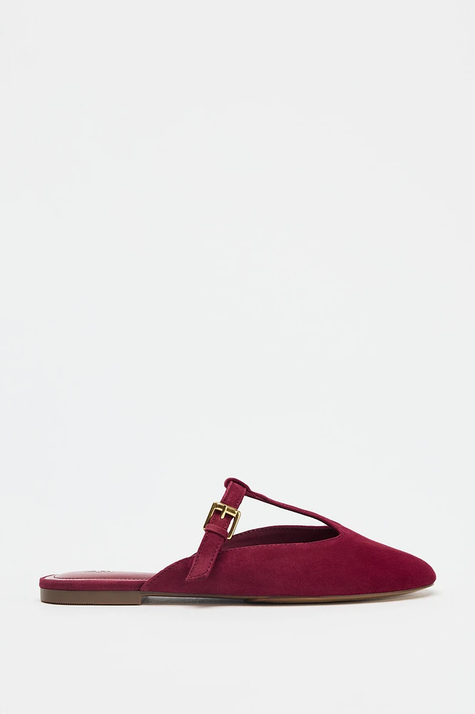 CHAUSSURES À BRIDES ARRIÈRE EN CROÛTE DE CUIR