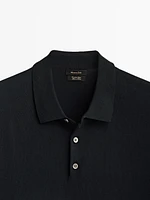 Short sleeve cotton knit polo shirt