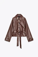 SHORT FAUX LEATHER TRENCH COAT