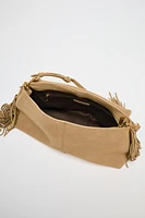 SPLIT LEATHER FRINGED CROSSBODY BAG