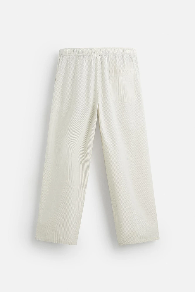 STRIPED COTTON HEMP PANTS