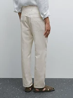 Cotton blend tapered fit denim trousers