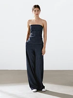 Strapless denim top