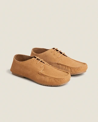 SPLIT LEATHER MOC TOE LOAFERS