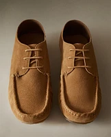 SPLIT LEATHER MOC TOE LOAFERS