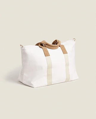 FABRIC TOTE BAG WITH PAPER DETAIL