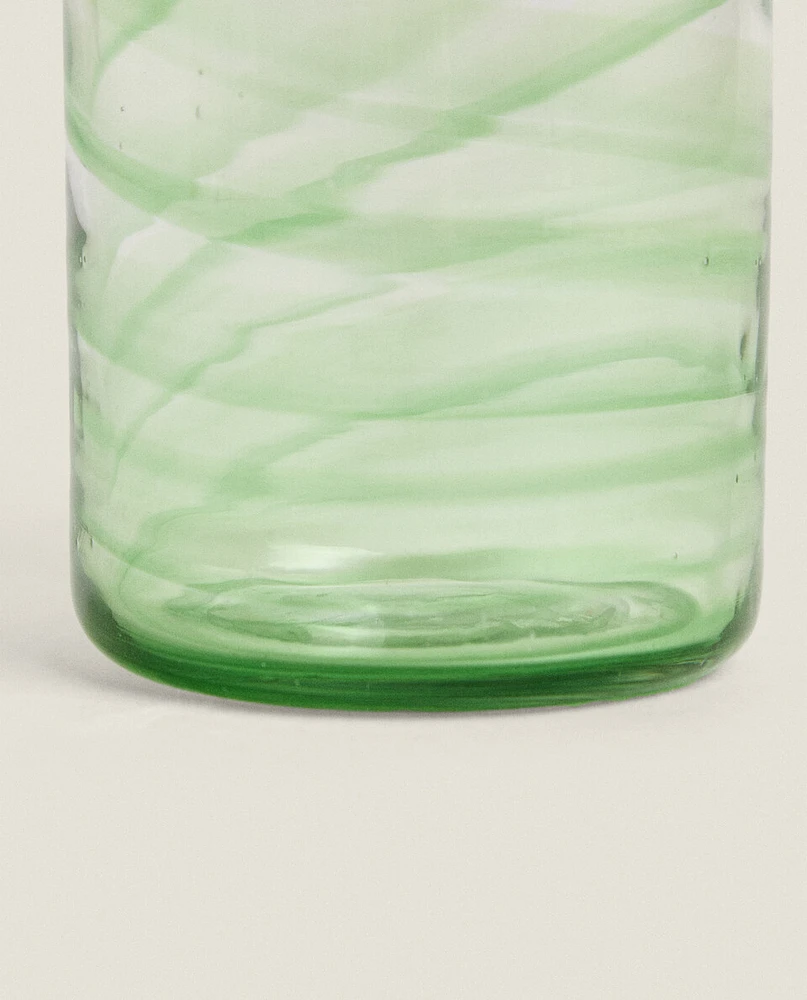 COLOURED BLOWN GLASS TUMBLER