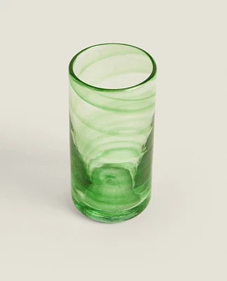 COLOURED BLOWN GLASS TALL TUMBLER