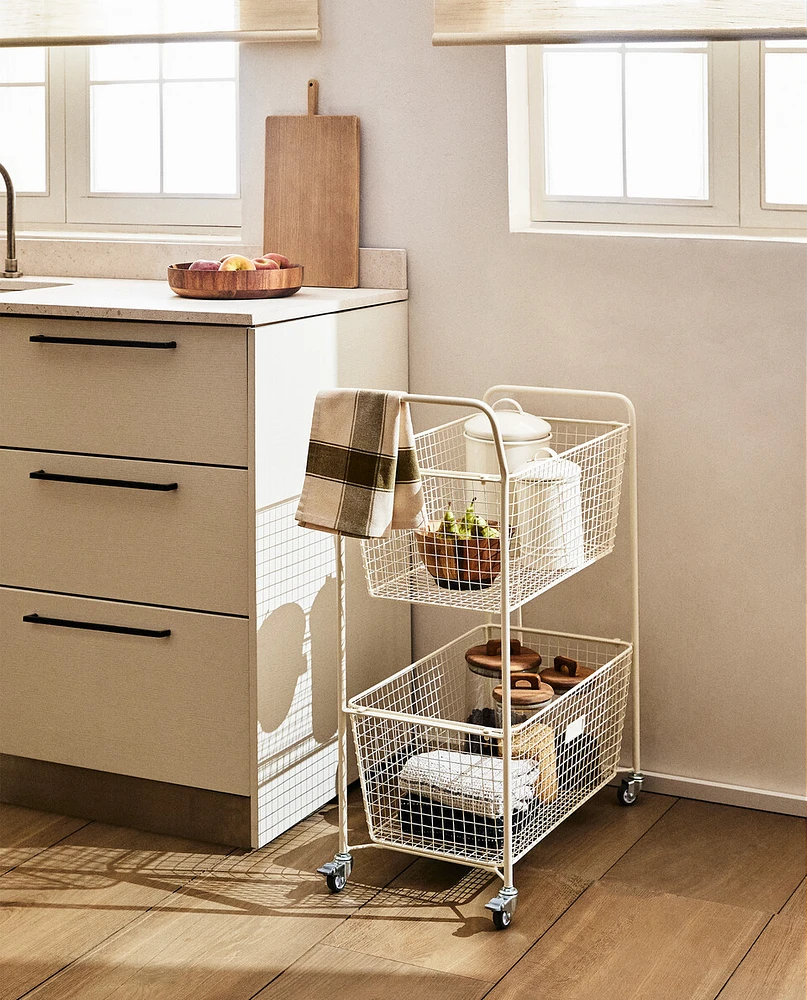 LACQUERED METAL TROLLEY WITH WHEELS