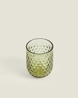 RAISED DESIGN GLASS TUMBLER