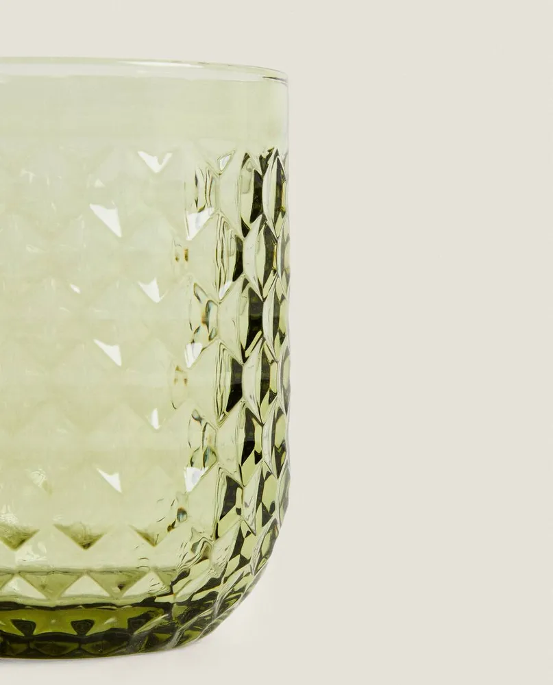 RAISED DESIGN GLASS TUMBLER