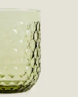 RAISED DESIGN GLASS TUMBLER