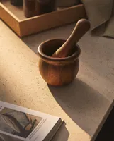 WOODEN PESTLE AND MORTAR