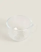 GLASS CUP WITH RAISED DESIGN