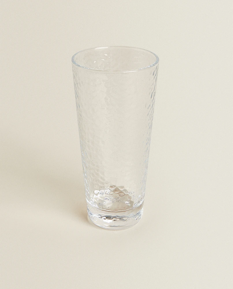 RAISED-DESIGN GLASS SOFT DRINK TUMBLER