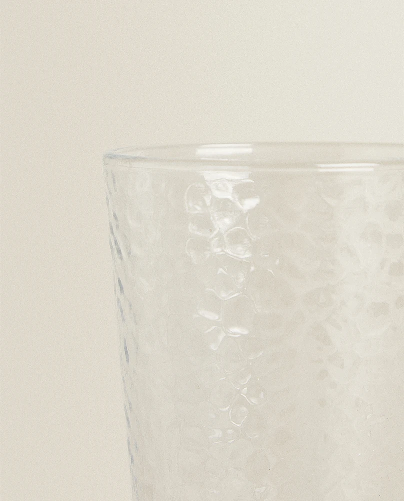 RAISED-DESIGN GLASS SOFT DRINK TUMBLER