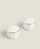 BONE CHINA SALT AND PEPPER SHAKER WITH RIM