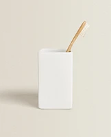 WHITE EARTHENWARE BATHROOM TUMBLER