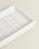 WHITE EARTHENWARE BATHROOM SOAP DISH