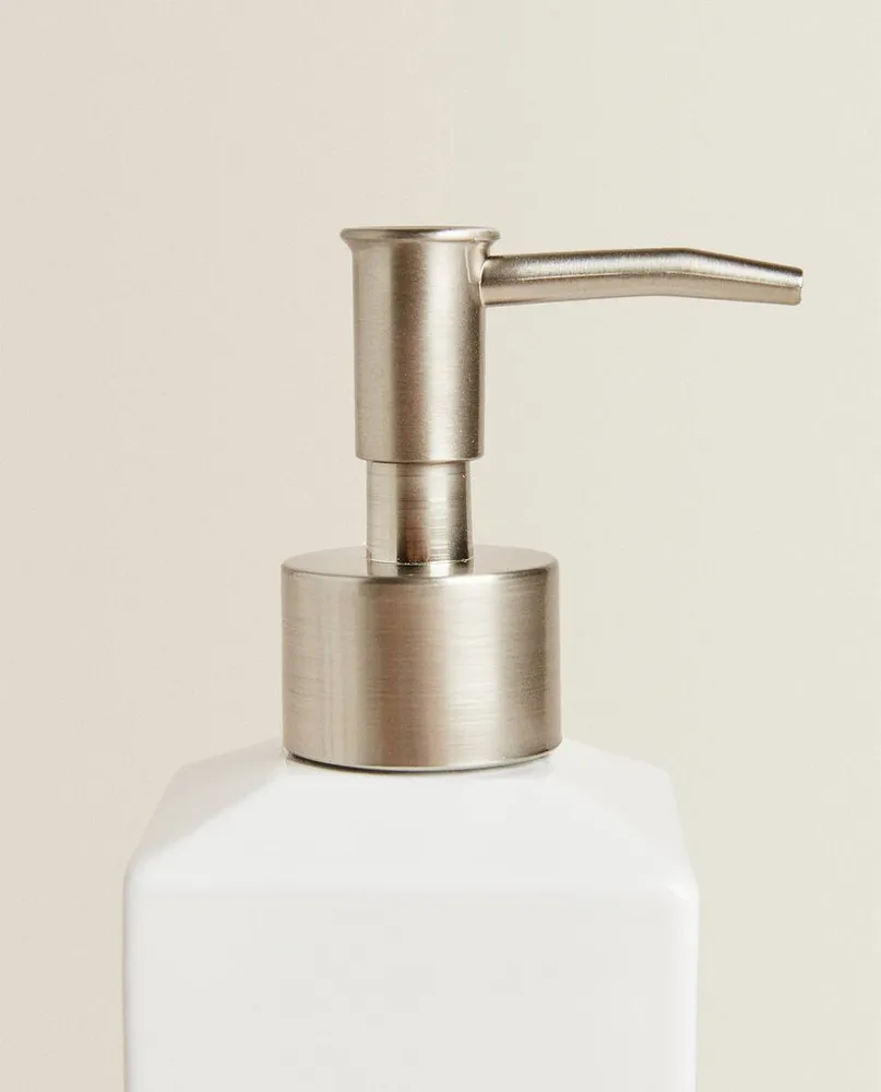 WHITE EARTHENWARE BATHROOM DISPENSER