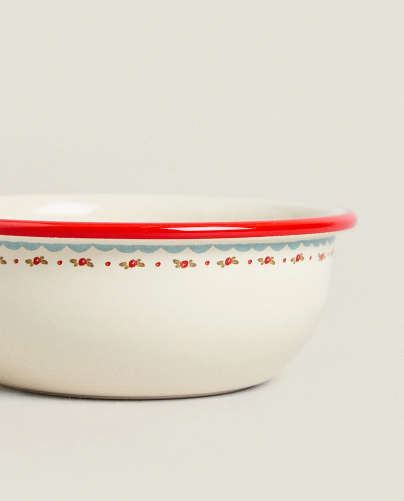 CHILDREN'S FLORAL STONEWARE BOWL