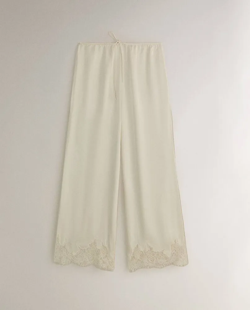 SATIN TROUSERS WITH BLONDE LACE