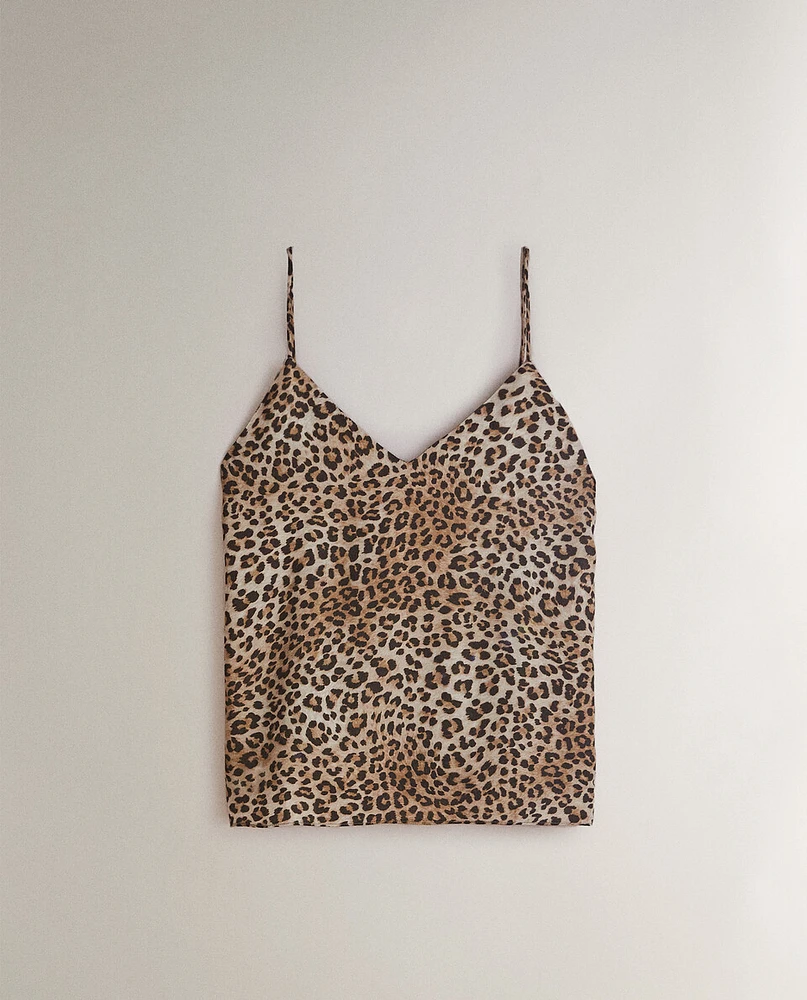 LEOPARD PRINT SATEEN TOP