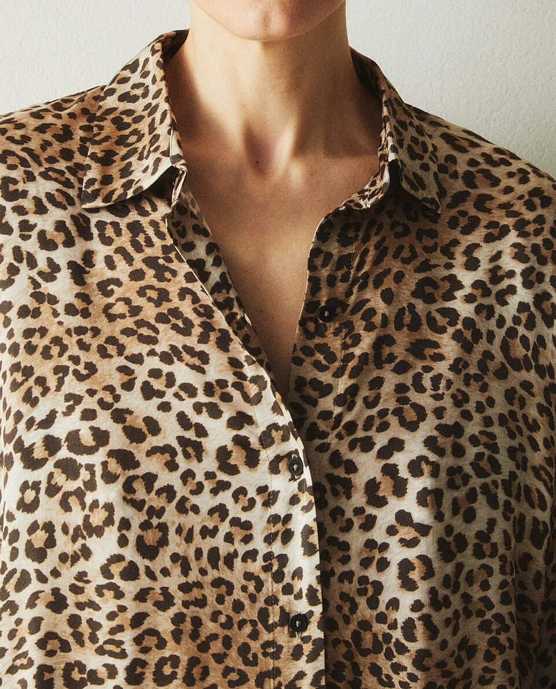 LEOPARD PRINT SATEEN SHIRT