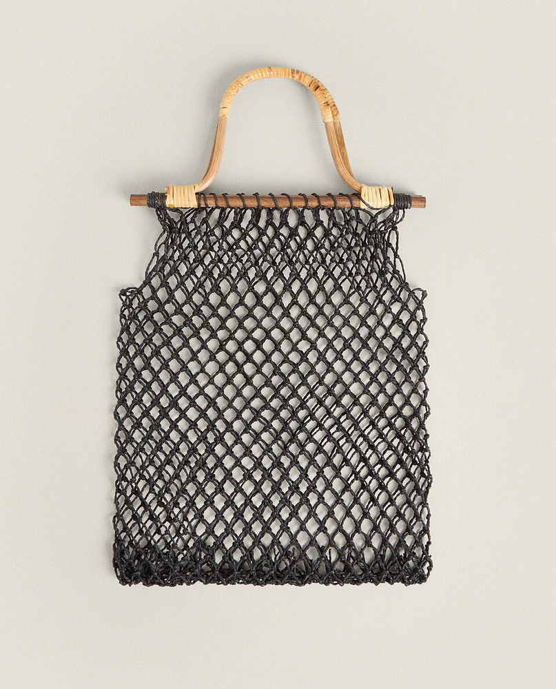 RATTAN TEXTURED PAPER MESH BEACH BAG