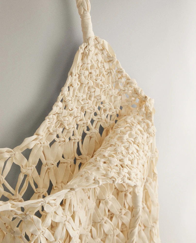 FRINGED COTTON BEACH BAG