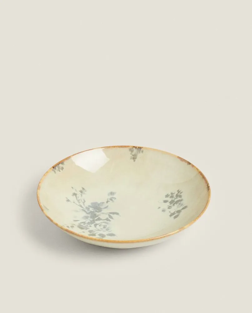 FLORAL STONEWARE SOUP PLATE