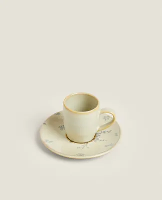 FLORAL STONEWARE COFFEE CUP