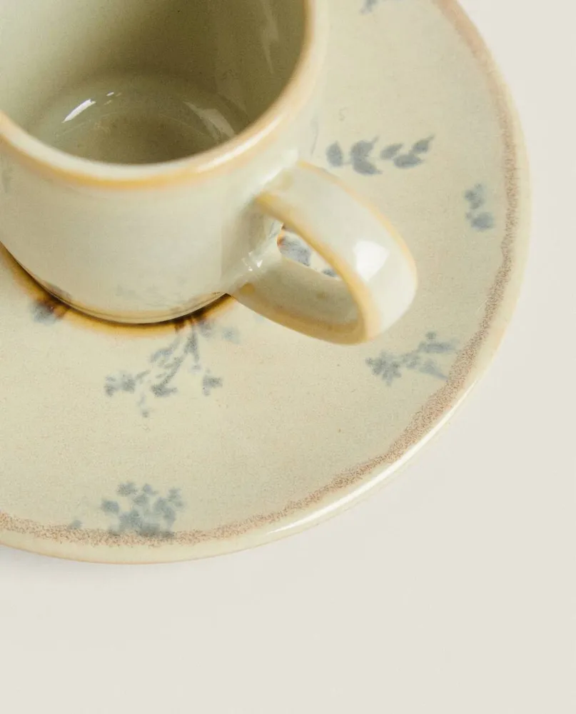 FLORAL STONEWARE COFFEE CUP