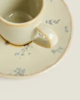 FLORAL STONEWARE COFFEE CUP
