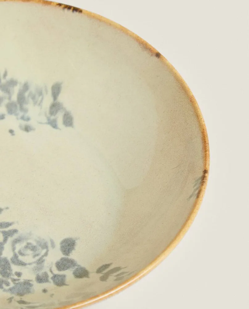 FLORAL STONEWARE BOWL