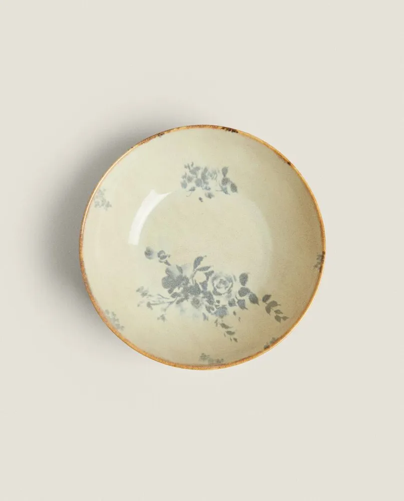 FLORAL STONEWARE BOWL