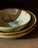 FLORAL STONEWARE BOWL