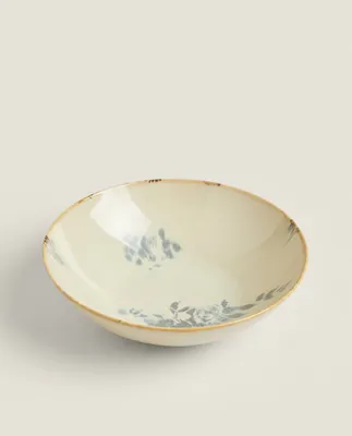 FLORAL STONEWARE SALAD BOWL