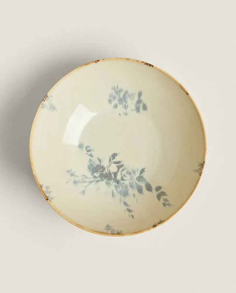 FLORAL STONEWARE SALAD BOWL