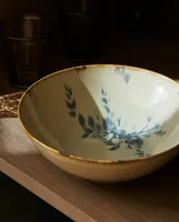 FLORAL STONEWARE SALAD BOWL