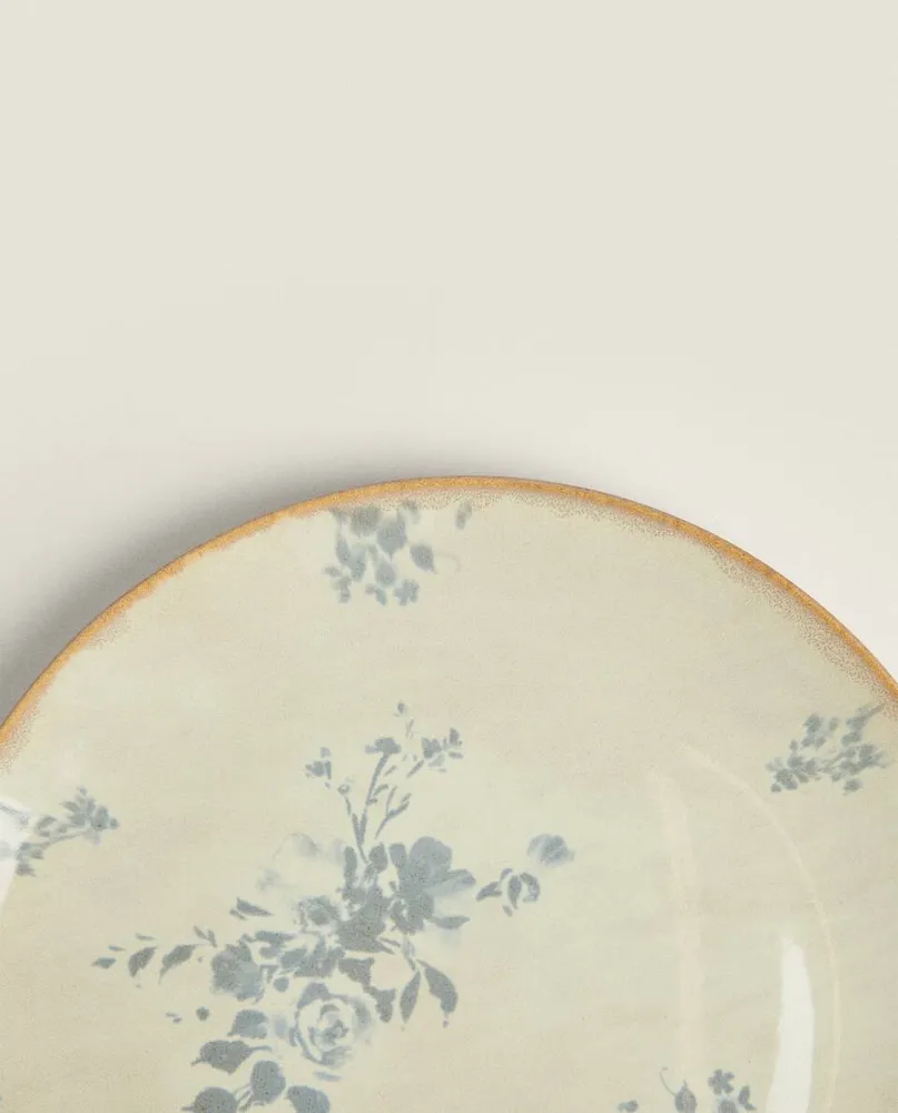 FLORAL STONEWARE SERVING DISH