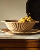 STONEWARE SERVING DISH WITH HANDLES