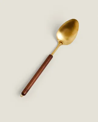 WOOD AND METAL SPOON