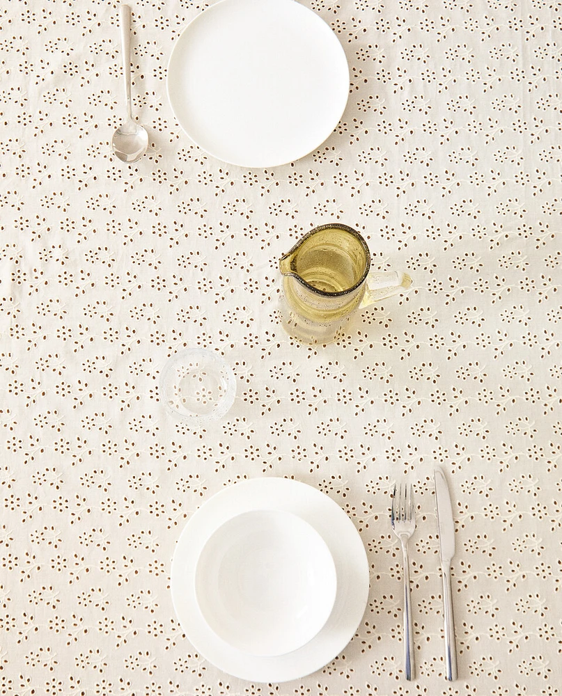 TABLECLOTH WITH OPENWORK EMBROIDERY