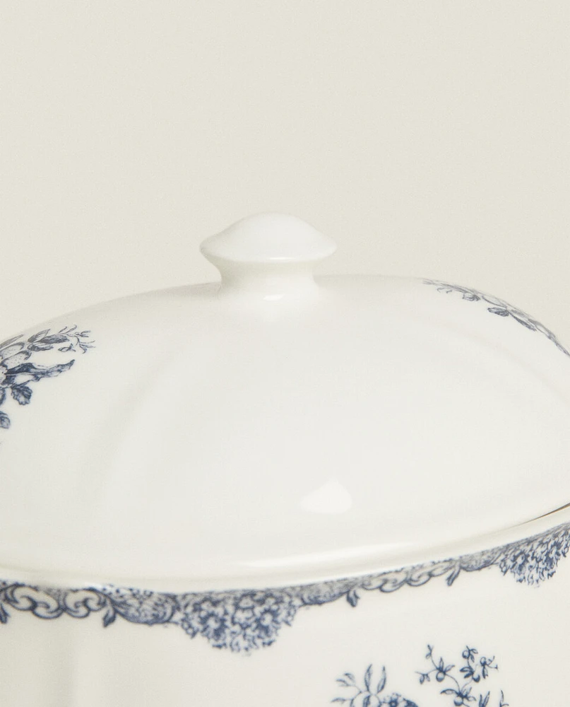 FLORAL EARTHENWARE SERVING TUREEN