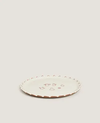 STONEWARE DESSERT PLATE WITH MOTIFS