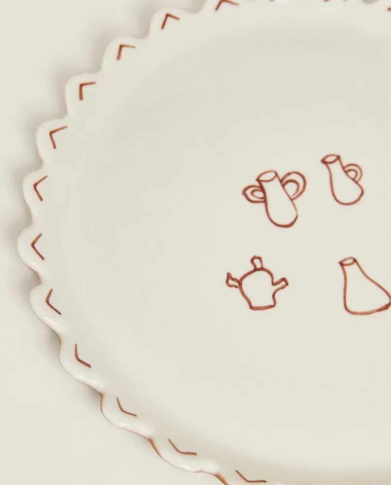 STONEWARE DESSERT PLATE WITH MOTIFS