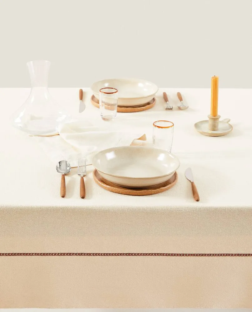 COTTON TABLECLOTH WITH BORDER