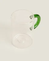 BOROSILICATE GLASS SALT SHAKER WITH COLOURED HANDLE