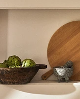 LOW WOODEN SERVING DISH WITH HANDLES